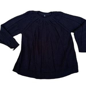 J Jason Wu Sweater Black Knit Pullover Cotton Blend Size 2X